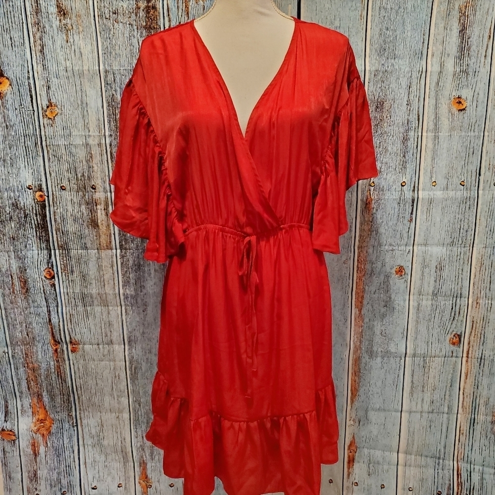 SHEIN Women's Surplice Neck Flutter Sleeve Ruffle Hem Dress - Picture 5 of 13